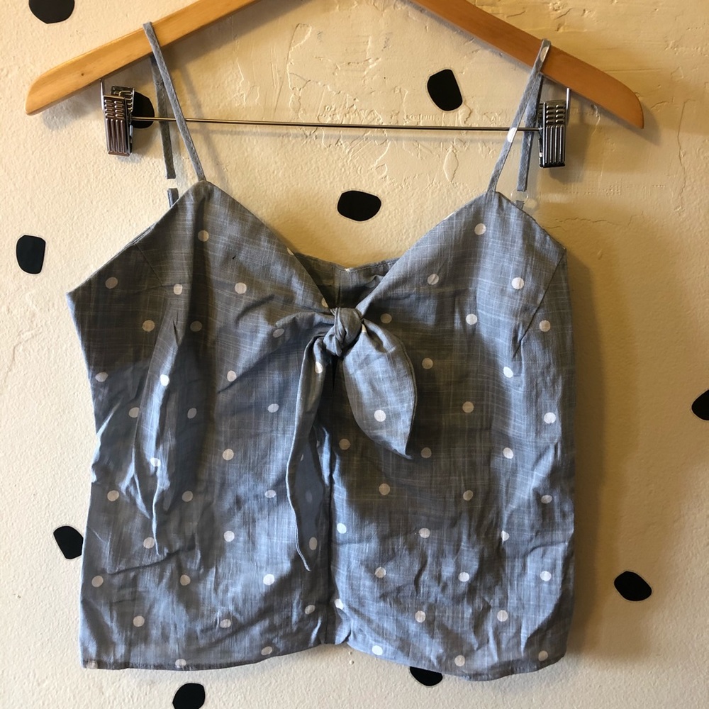 Light Blue Cropped Tie Top